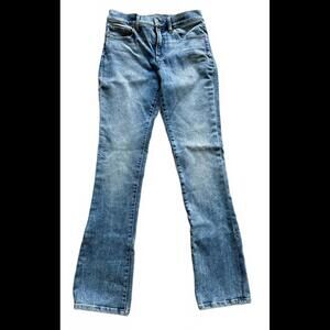 Express Skyscraper Mid Rise Straight Jean Womens Stretch Denim Split Hem Size 6